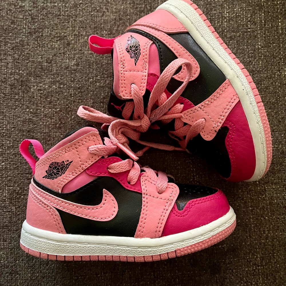 Kids Pink and Black High-Top Sneakers